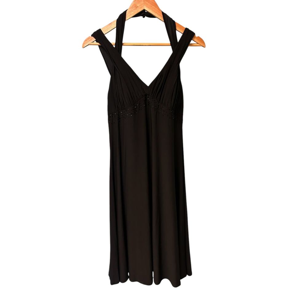 Scarlett Nite Black Halter Dress Size 8‎ Beaded Knee-Length Elegant